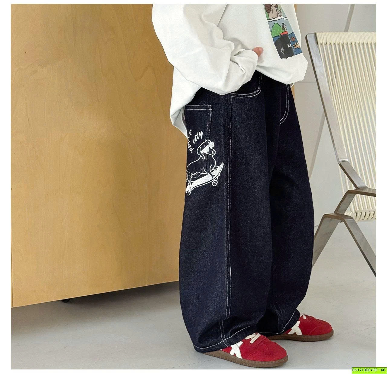 QUẦN JENA XANH ĐẬM IN HÌNH AOAOKIDS