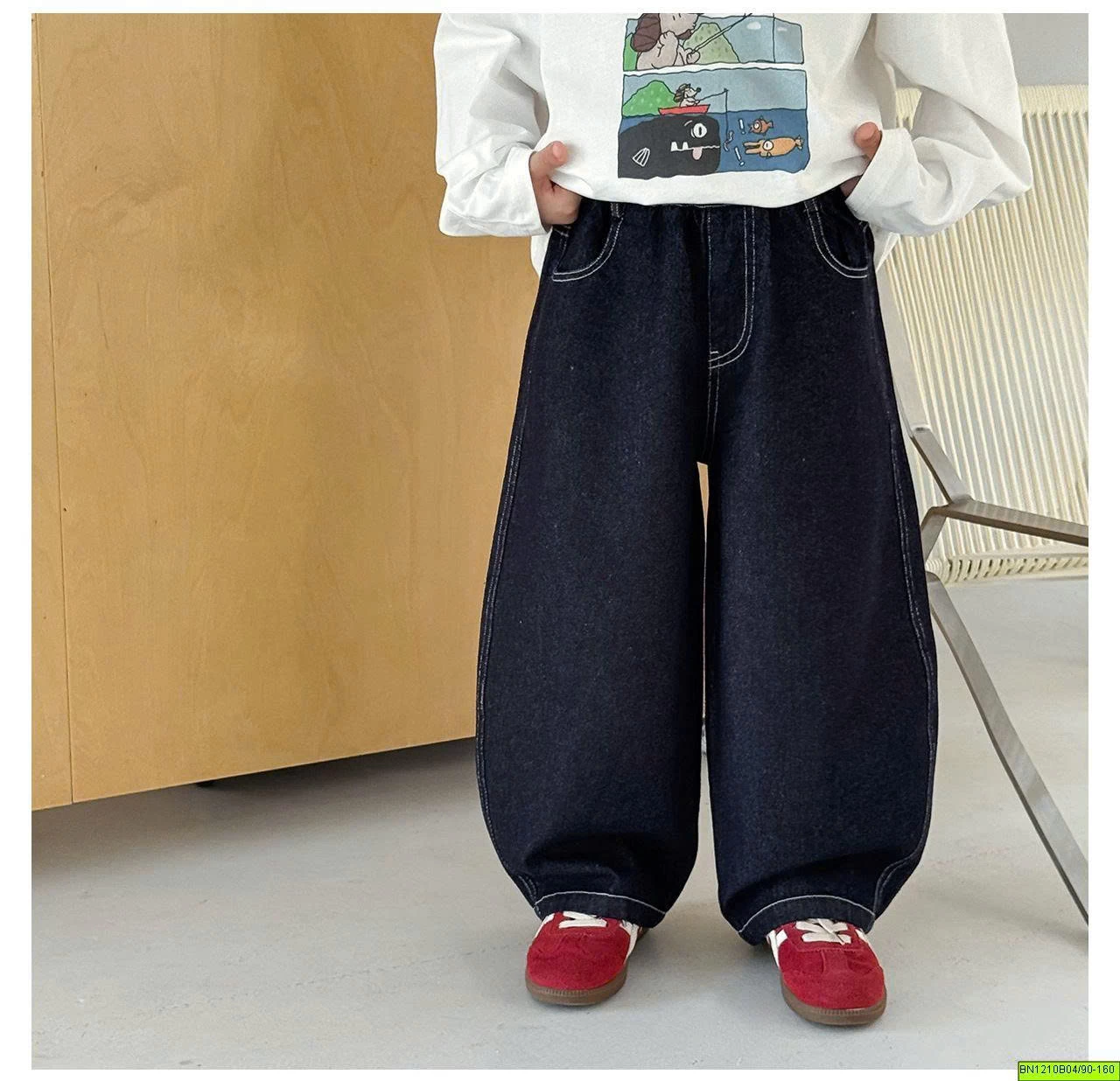 QUẦN JENA XANH ĐẬM IN HÌNH AOAOKIDS
