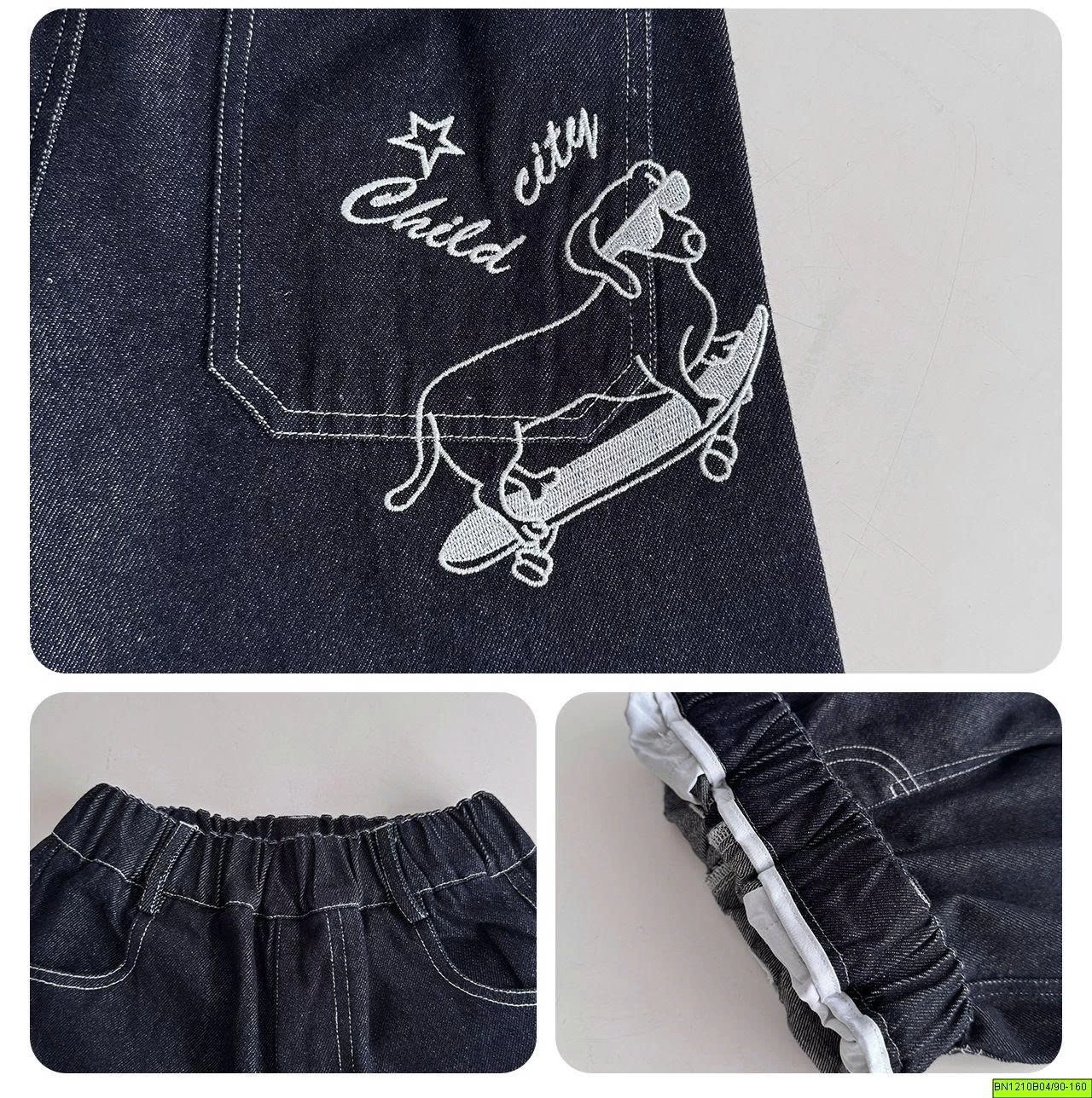 QUẦN JENA XANH ĐẬM IN HÌNH AOAOKIDS