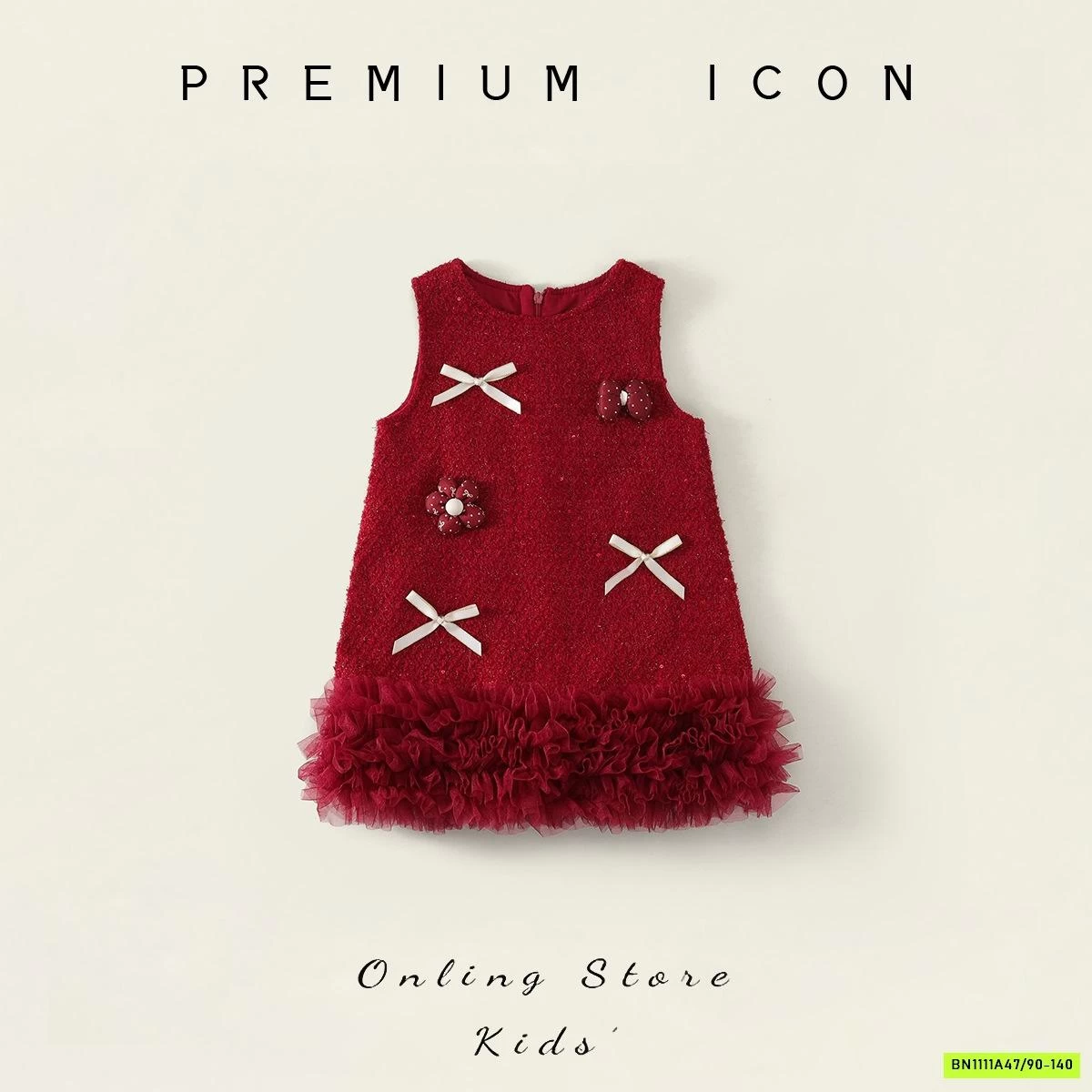 ĐẦM DẠ ĐỎ PHỐI CHÂN VOAN PREMIUM