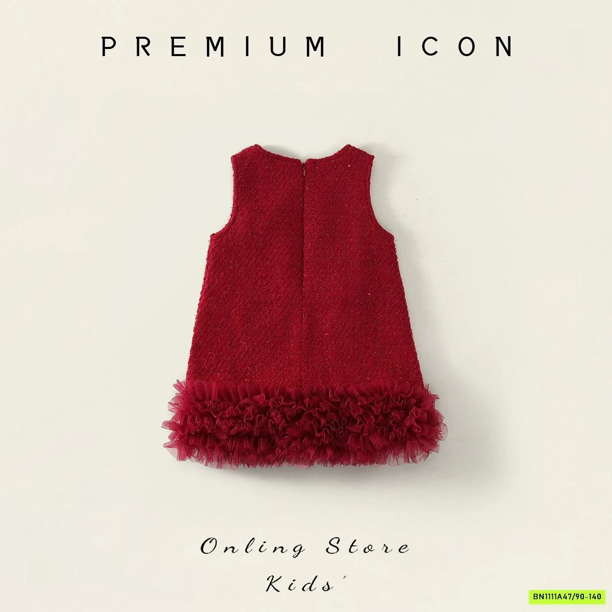 ĐẦM DẠ ĐỎ PHỐI CHÂN VOAN PREMIUM