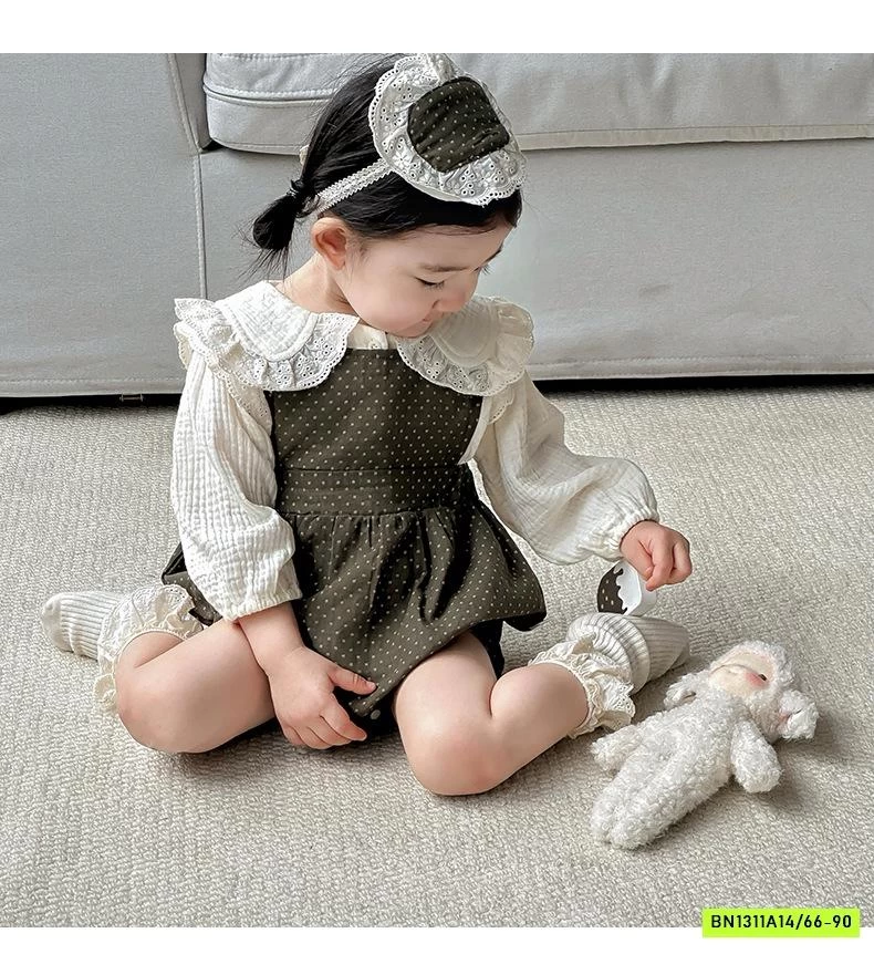 SÉT BODY ĐŨI XANH + SƠ MI CỔ SEN