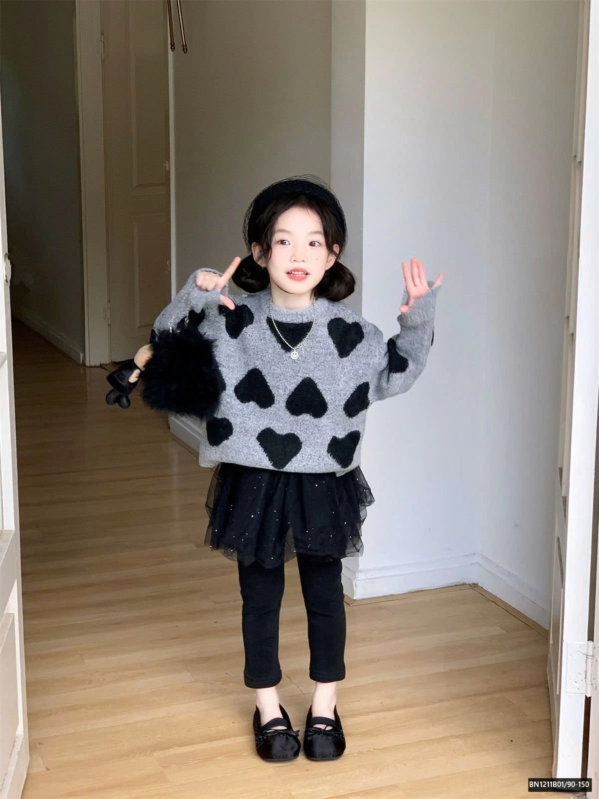 SÉT ÁO LEN TRÁI TIM MIX QUẦN LEG TUTU