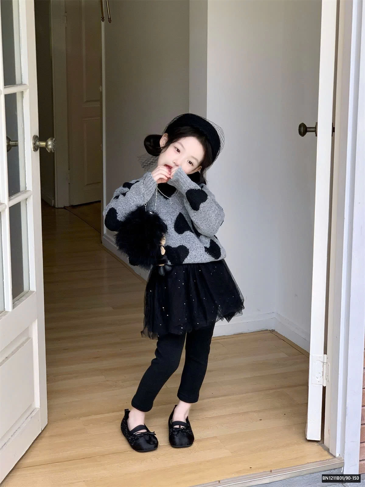 SÉT ÁO LEN TRÁI TIM MIX QUẦN LEG TUTU