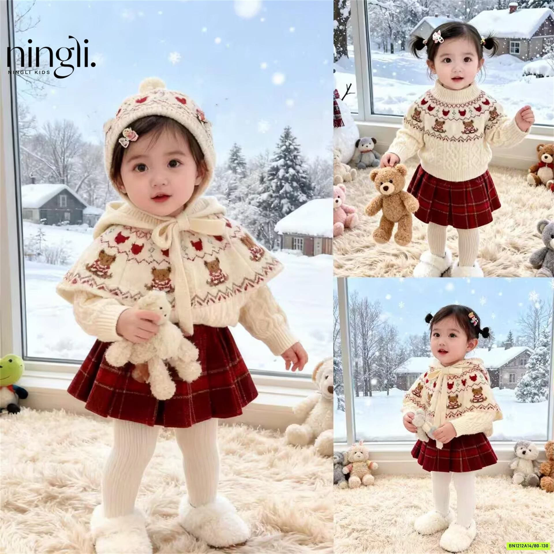 SÉT ÁO LEN GẤU MIX CV ĐỎ NINGLI