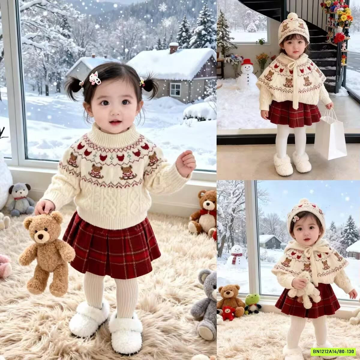 SÉT ÁO LEN GẤU MIX CV ĐỎ NINGLI