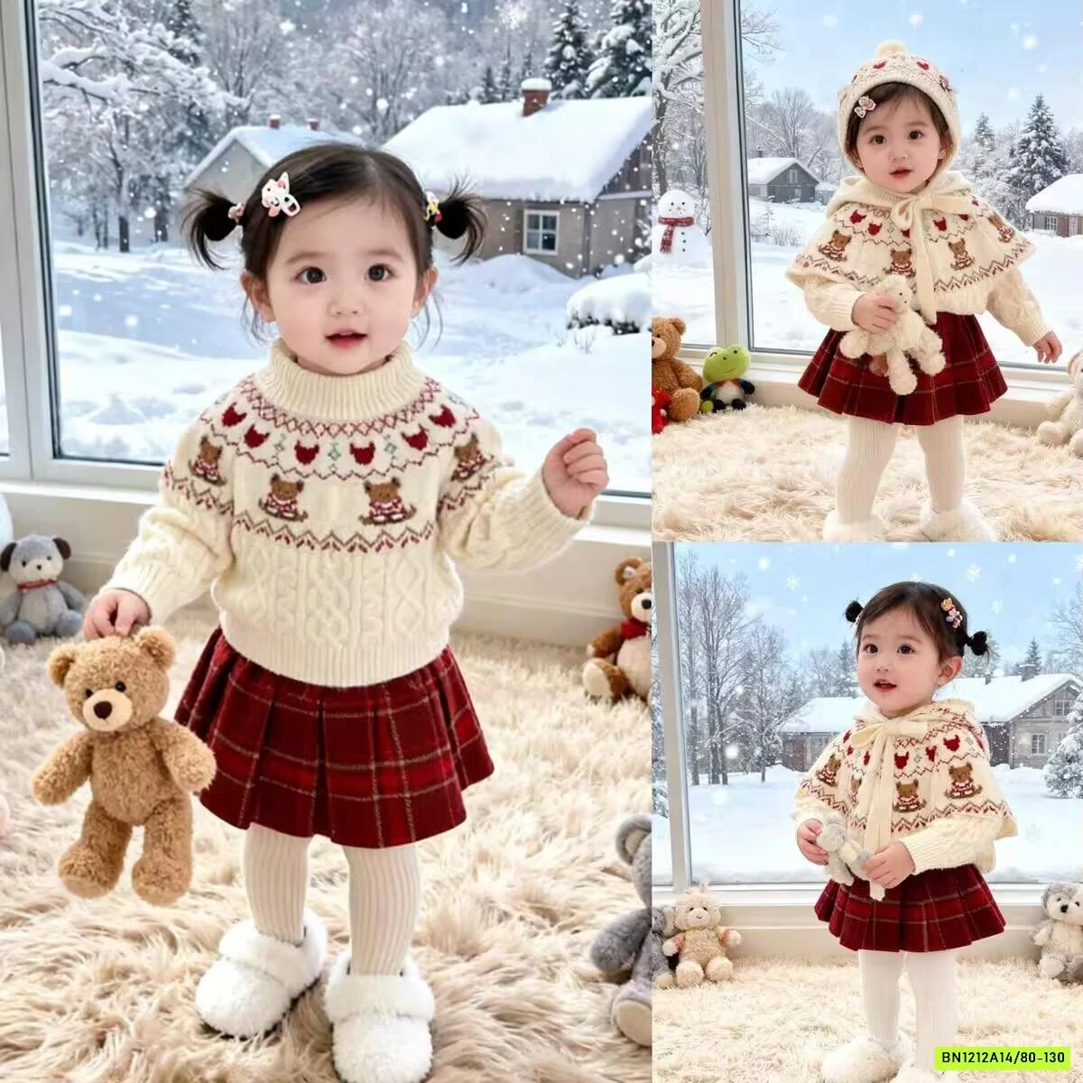 SÉT ÁO LEN GẤU MIX CV ĐỎ NINGLI