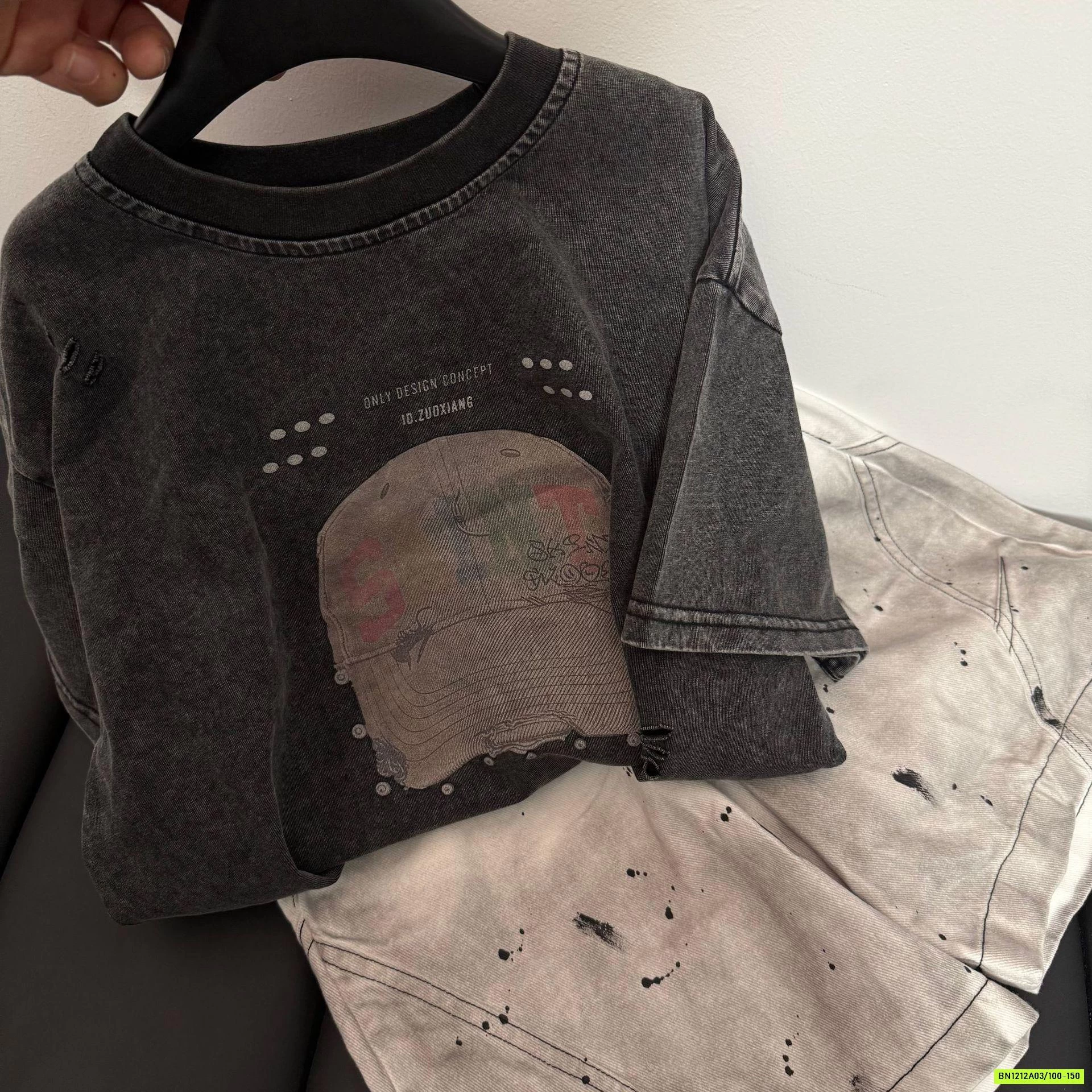 SÉT ÁO THUN ĐEN MIX SHORT VẢY SƠN