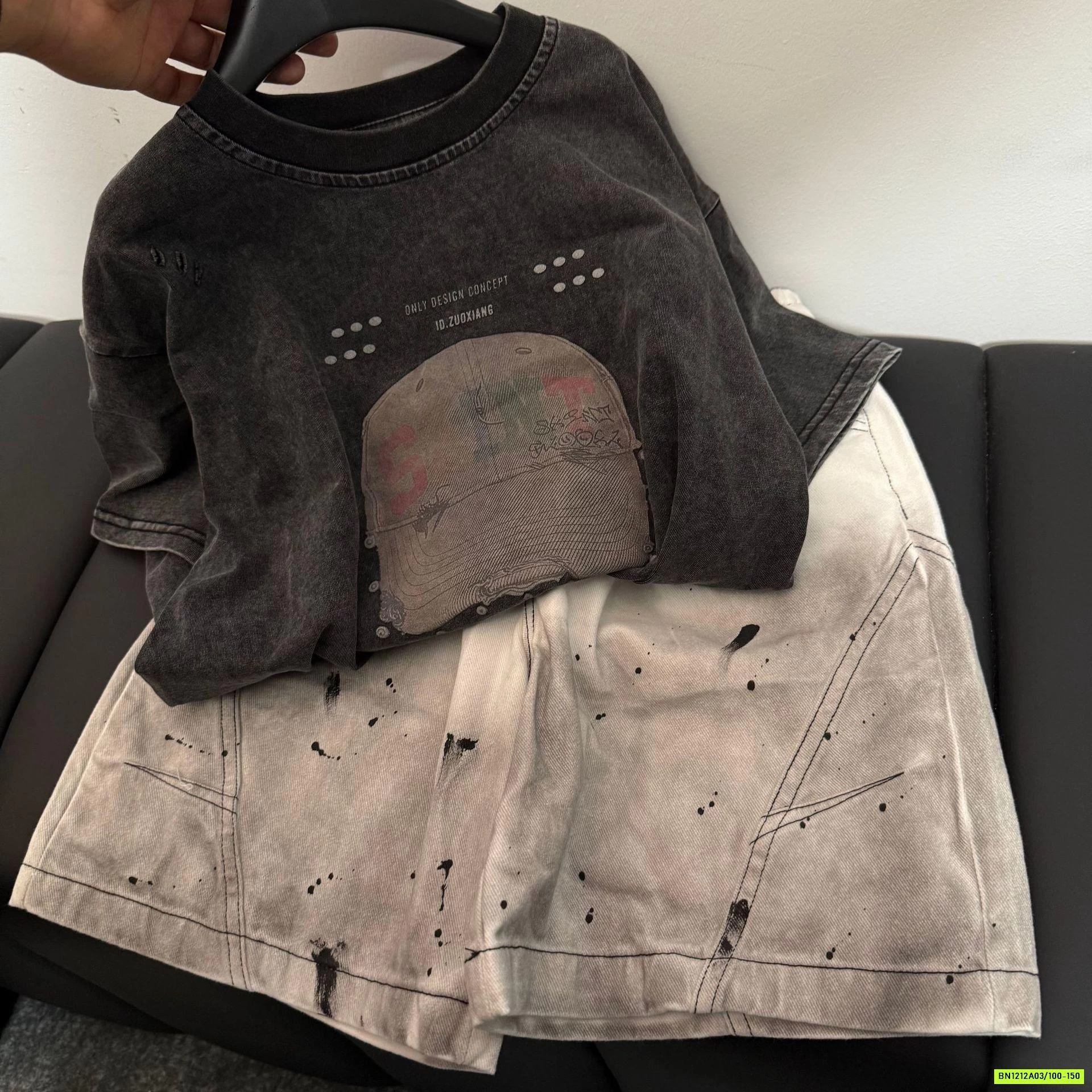 SÉT ÁO THUN ĐEN MIX SHORT VẢY SƠN