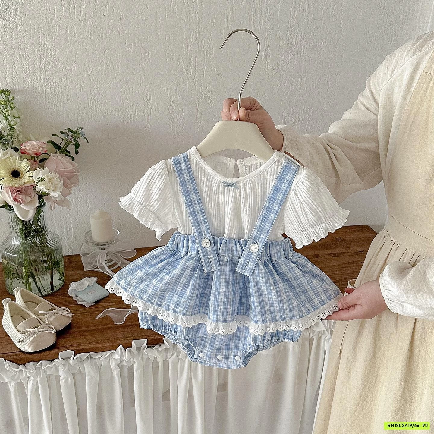 SÉT VÁY YẾM CARO XANH SZ NHÍ