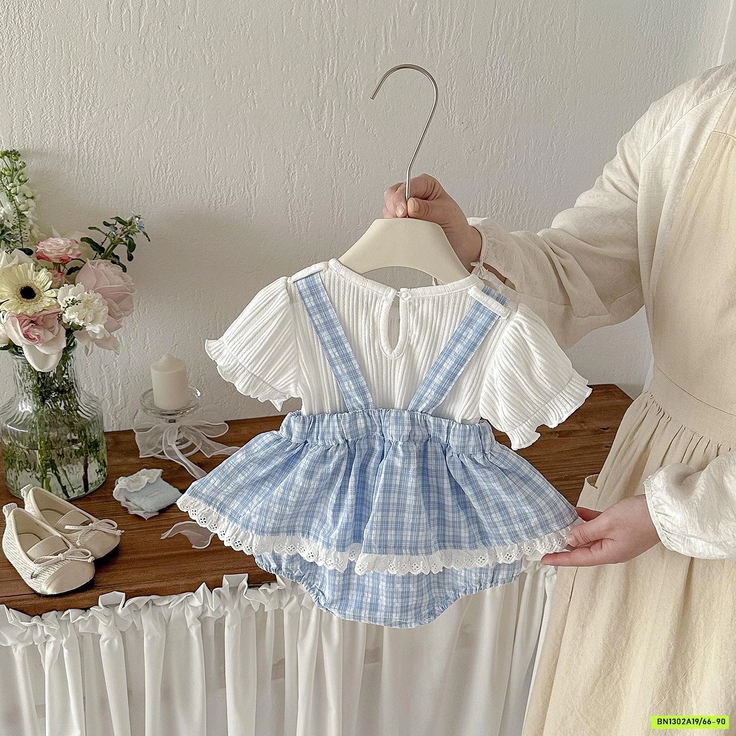 SÉT VÁY YẾM CARO XANH SZ NHÍ