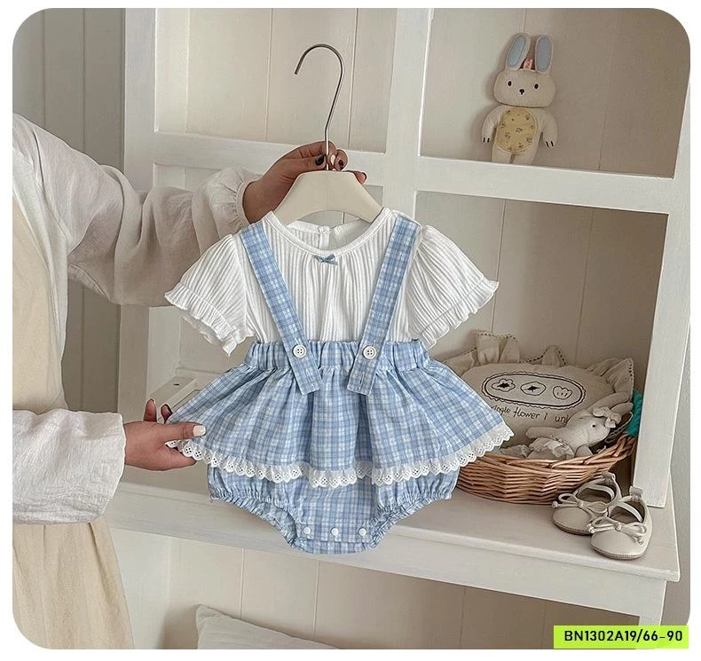 SÉT VÁY YẾM CARO XANH SZ NHÍ