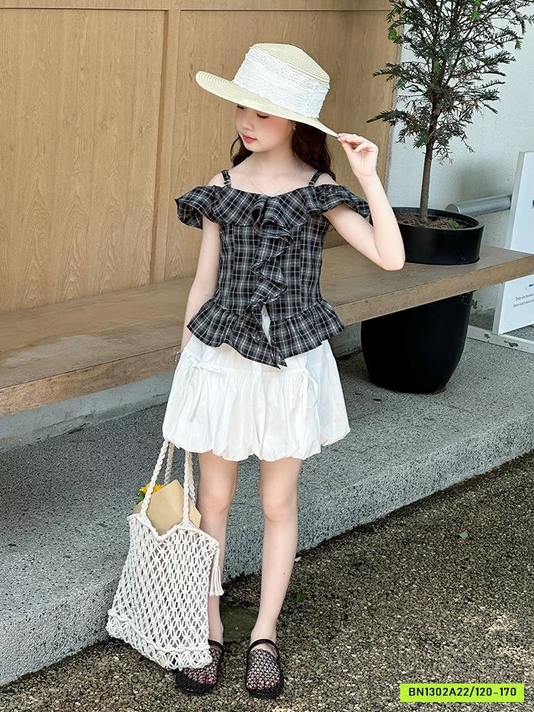 ÁO 2 DÂY TRỄ VAI MIX VÁY BÍ SZ ĐẠI