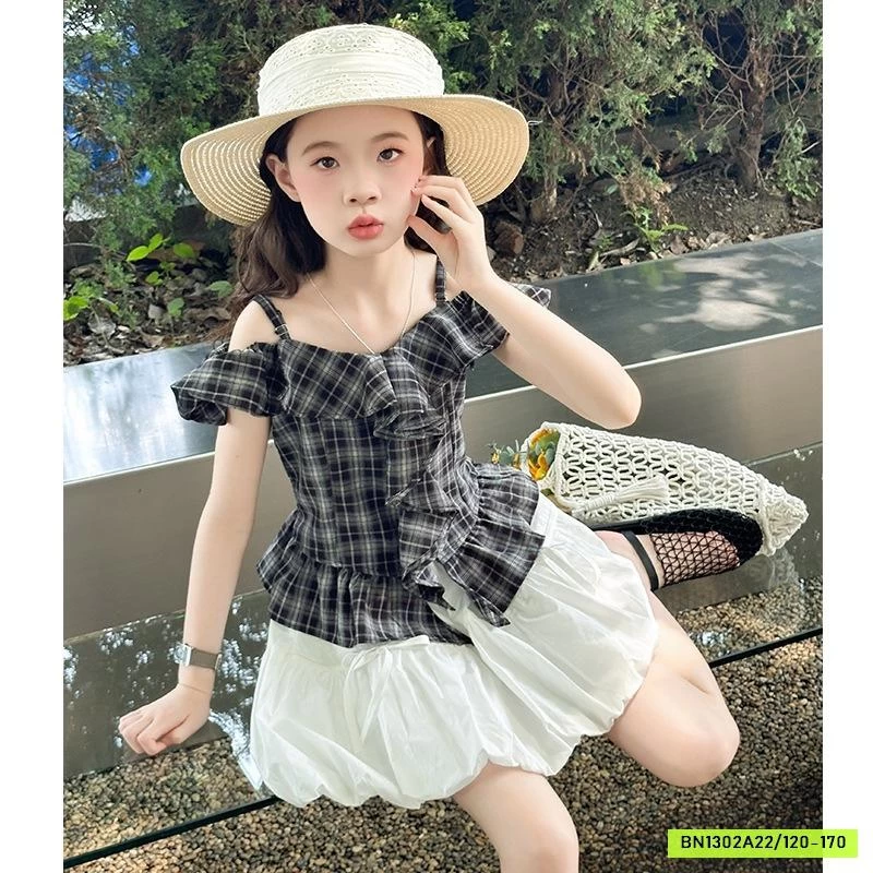 ÁO 2 DÂY TRỄ VAI MIX VÁY BÍ SZ ĐẠI