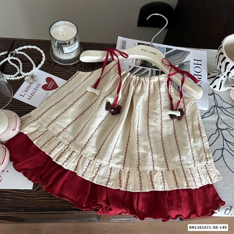 ÁO 2 DÂY MIX QUẦN VÁY ĐỎ