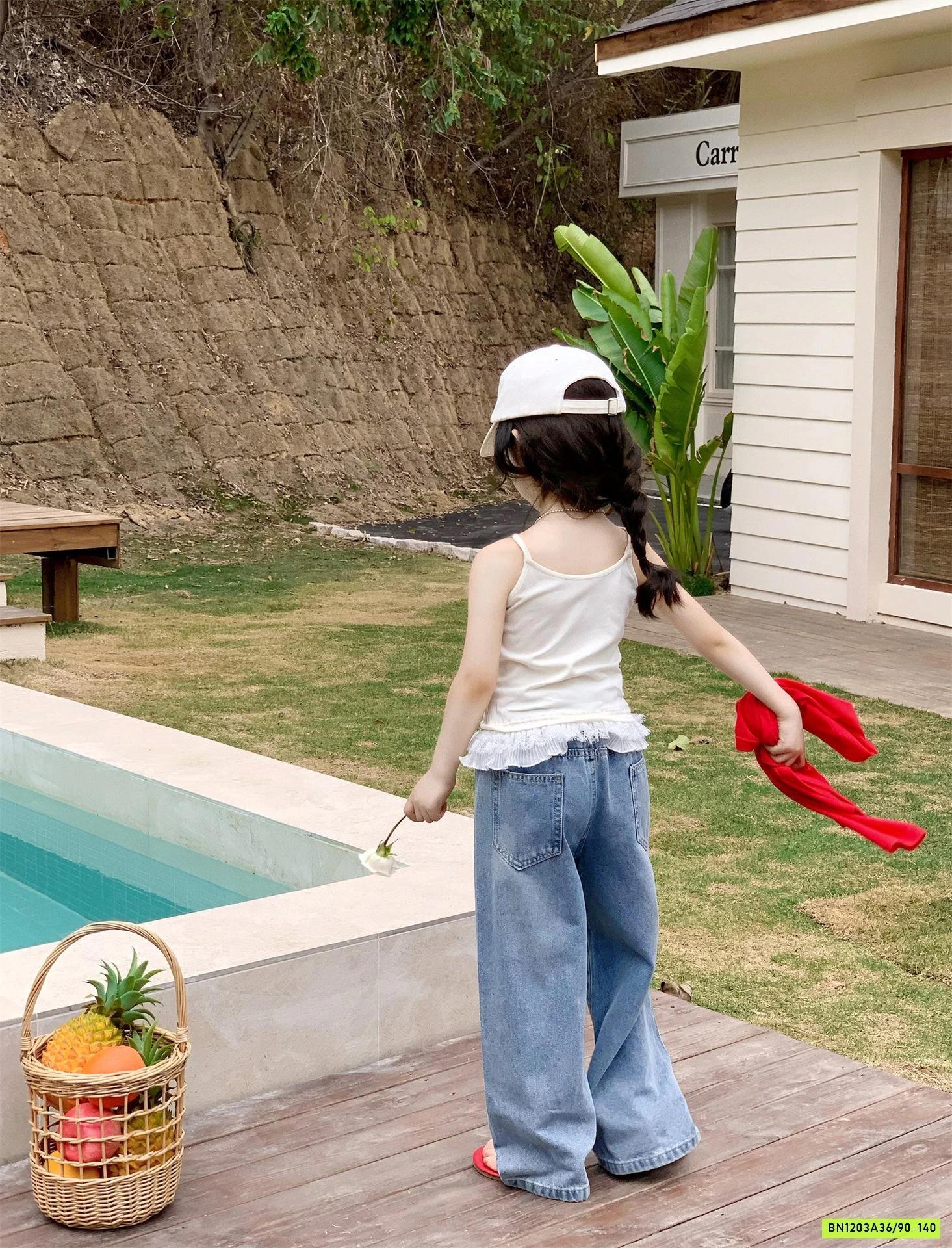 ÁO 2 DÂY KITTY MIX JEANS SUÔNG ĐÍNH ĐÁ