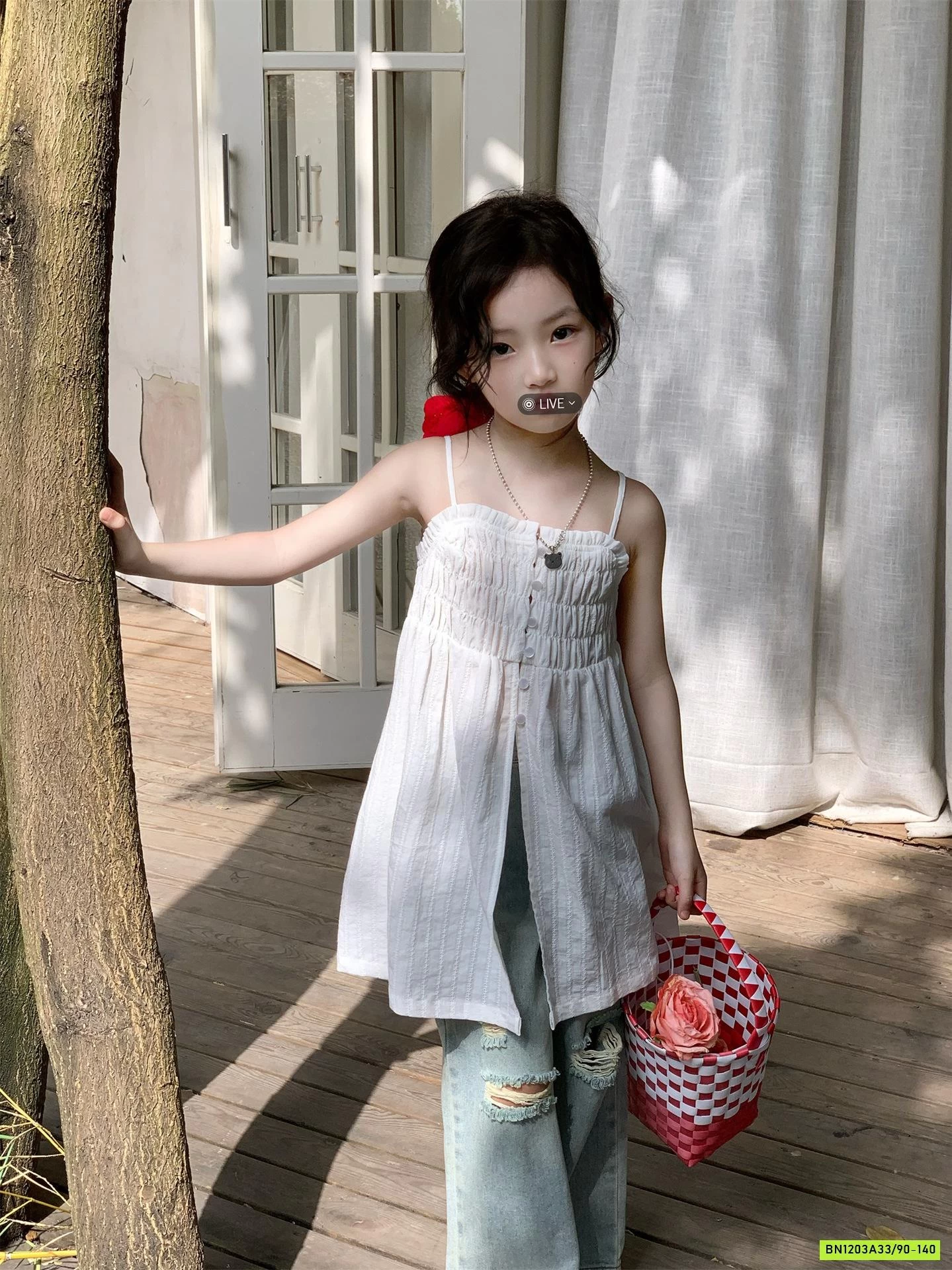 ĐẦM 2 DÂY MIX JEANS SUÔNG