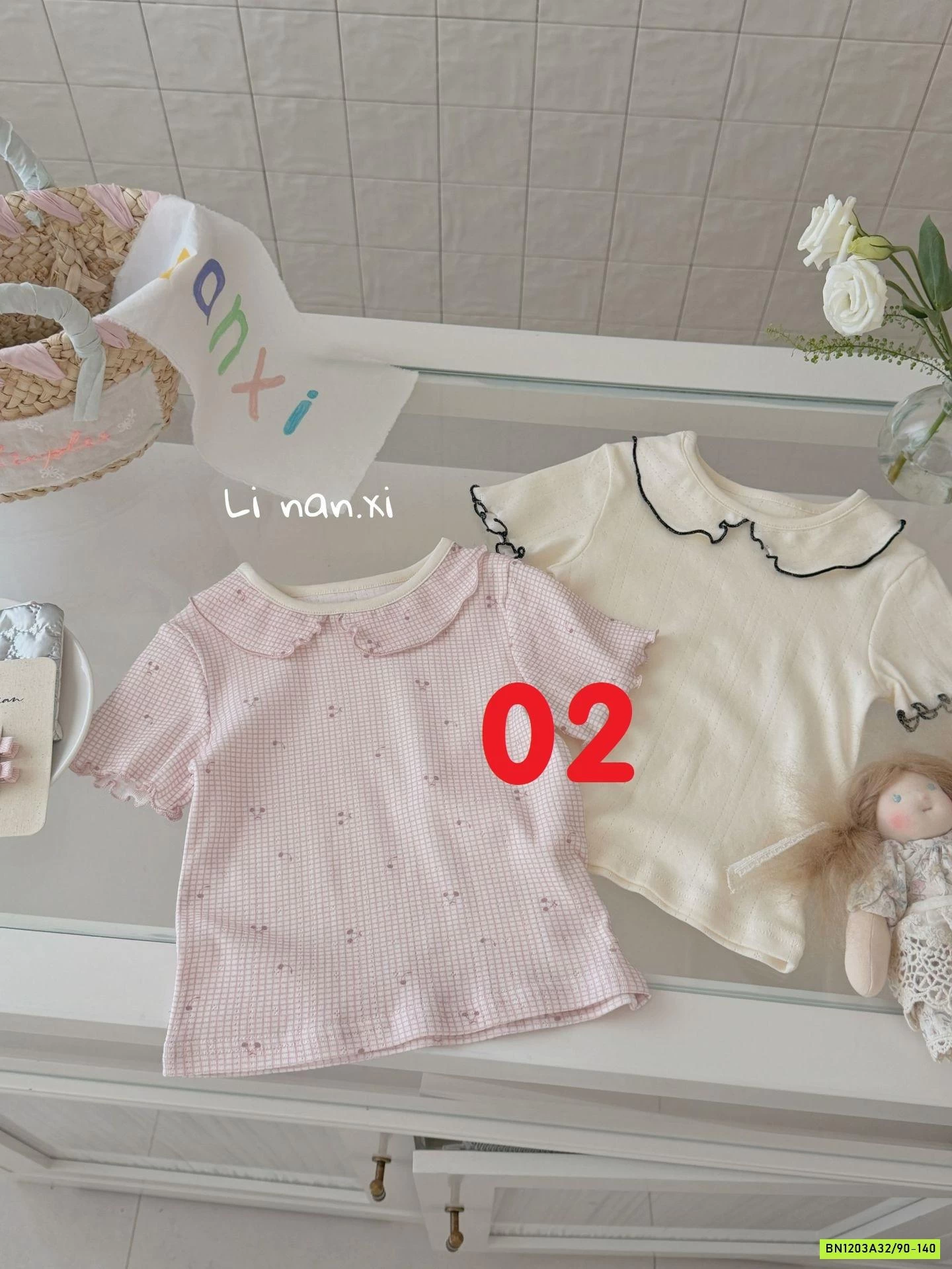 SÉT 2 ÁO CỔ SEN TIỂU THƯ LINANXI