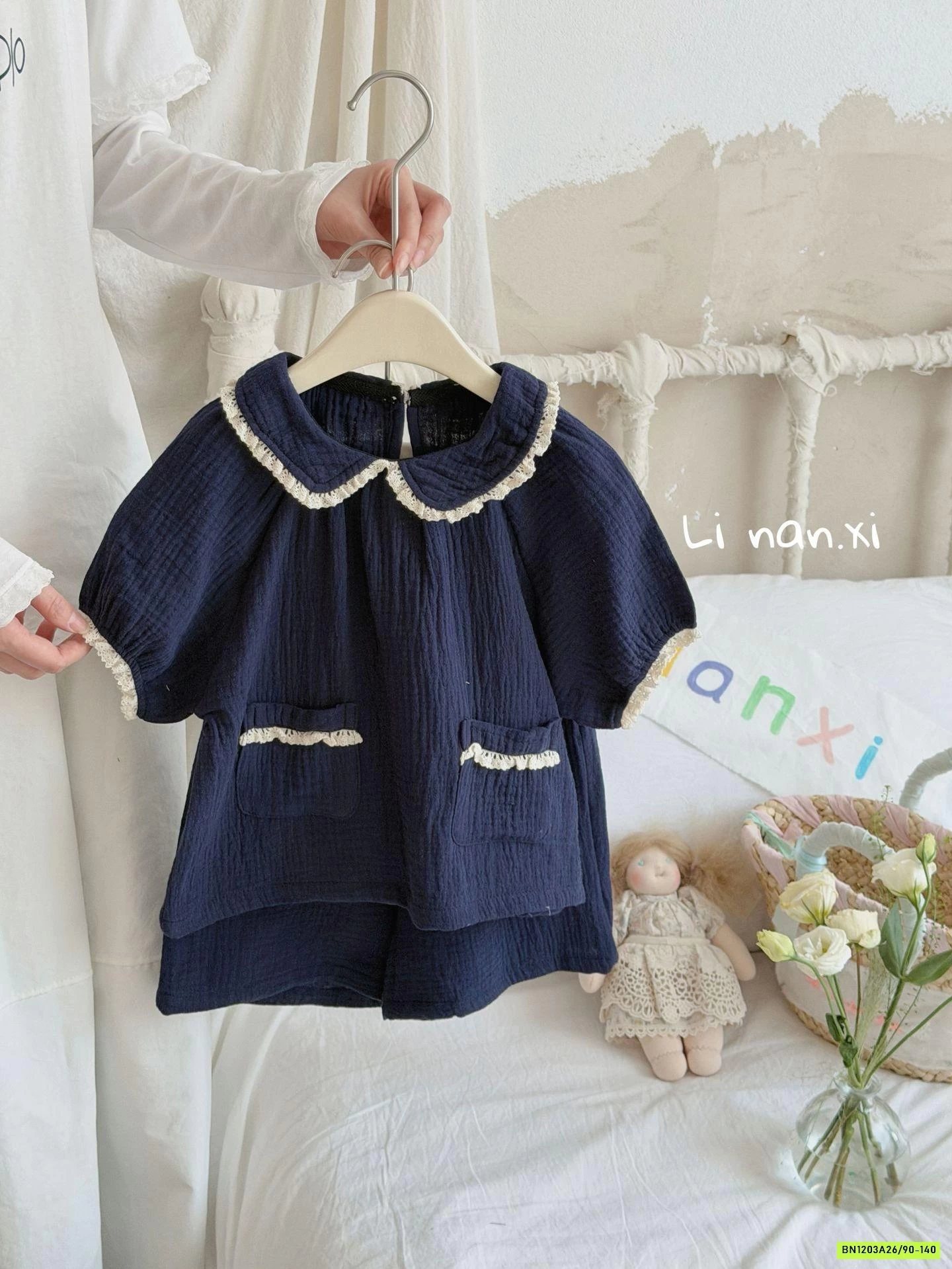 SÉT XÔ ĐŨI CỔ SEN VIỀN REN 87012 LINANXI