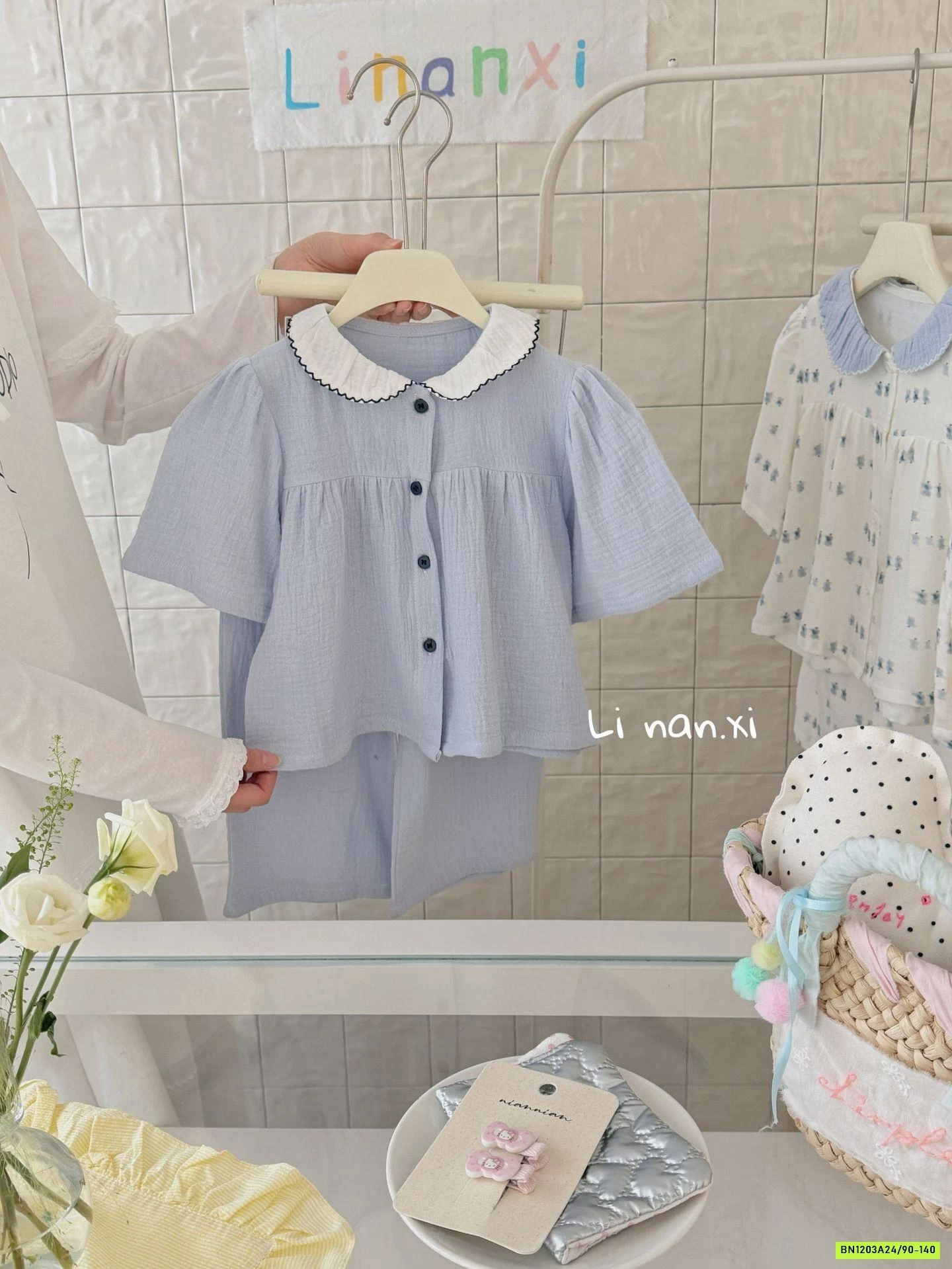 BỘ ĐŨI CỔ SEN HOA NHÍ 87029 LINANXI