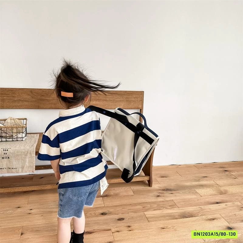 POLO KẺ THÊU LOGO GẤU 123282 ADBABY