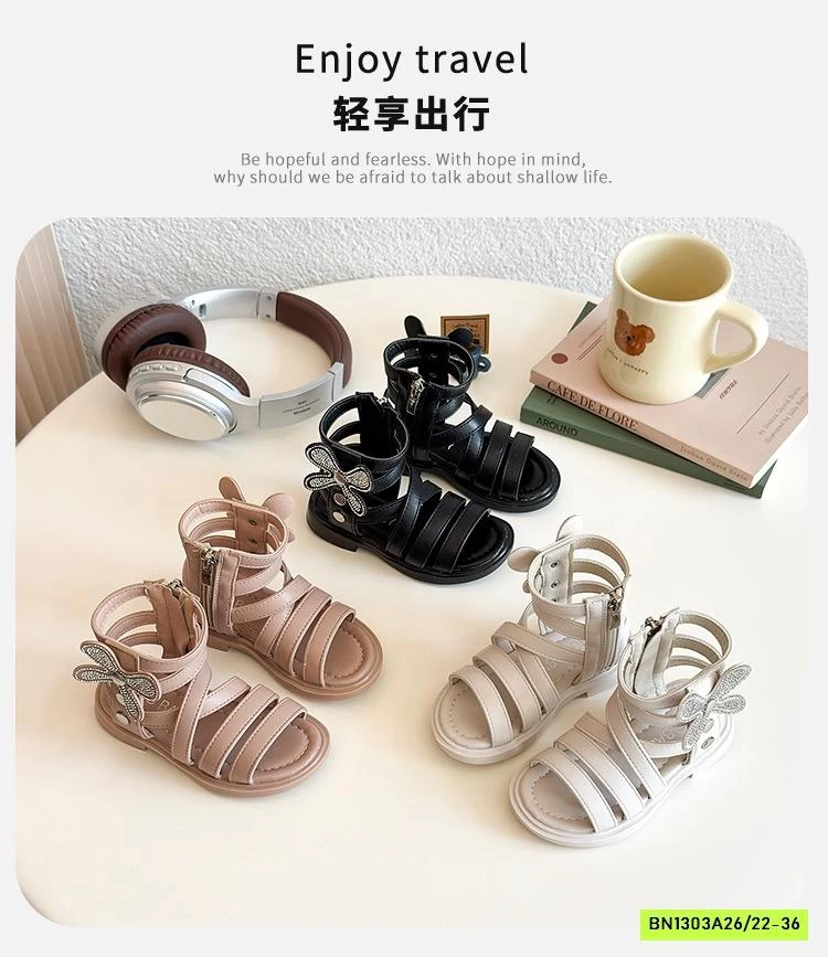 SANDAL CHIẾN BINH CỔ THẤP GẮN BƯỚM