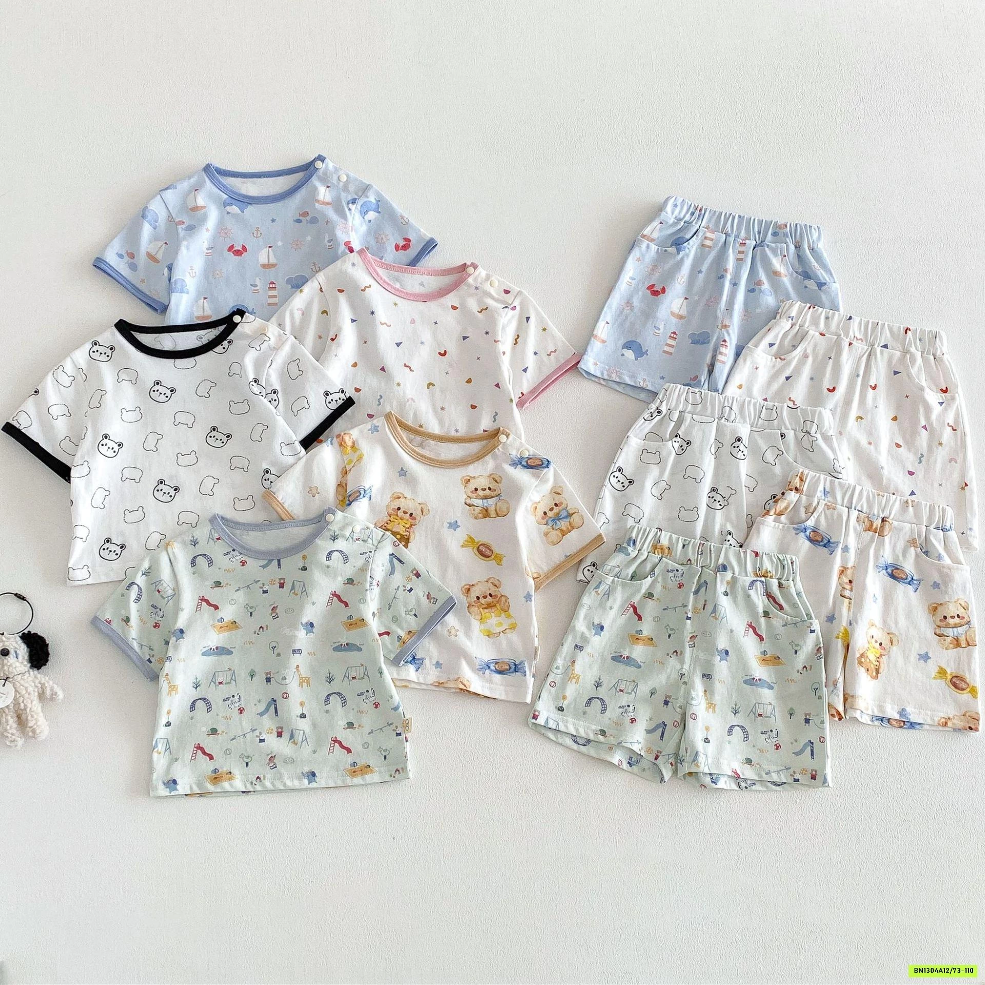 BỘ CỘC COTTON IN HÌNH DỄ THƯƠNG