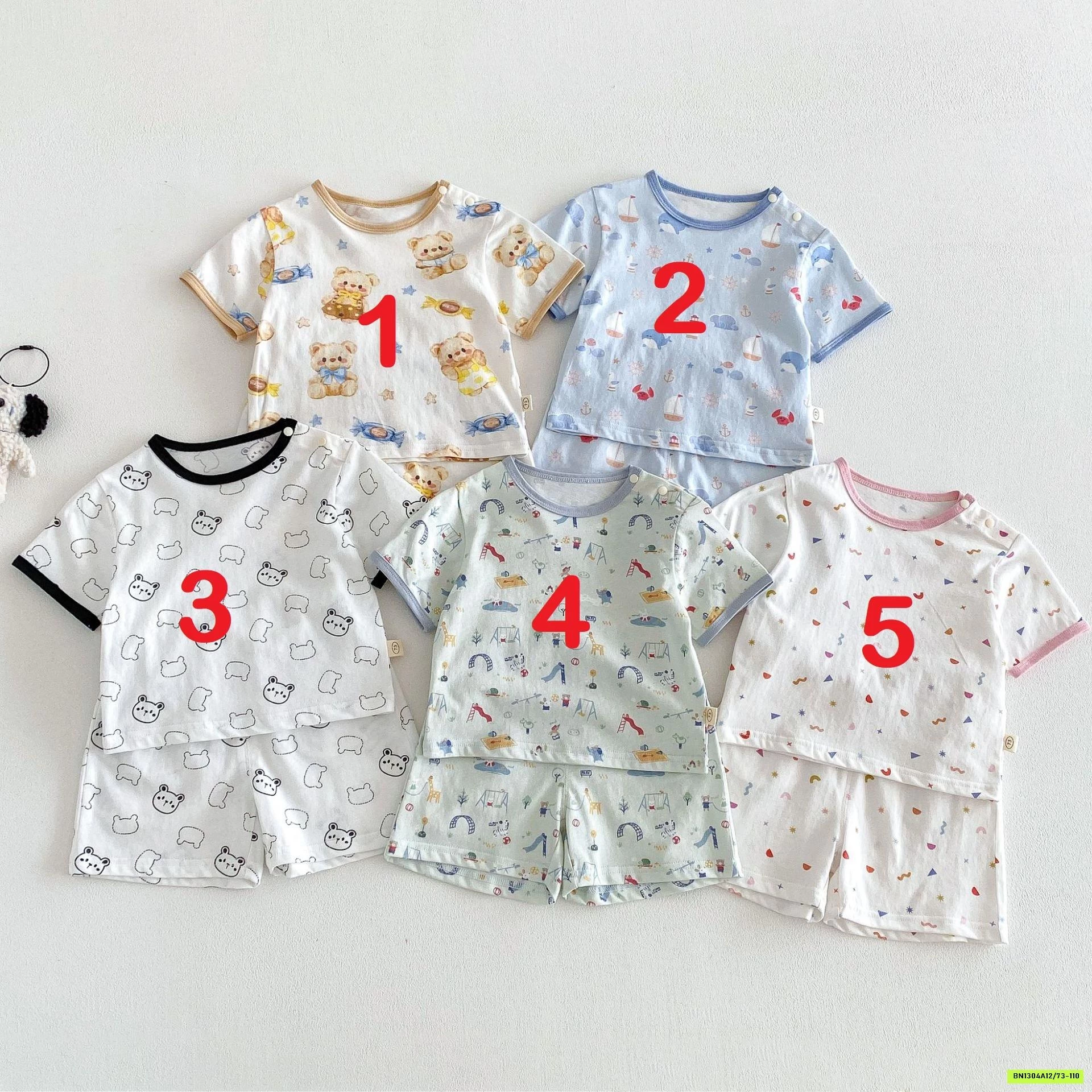 BỘ CỘC COTTON IN HÌNH DỄ THƯƠNG