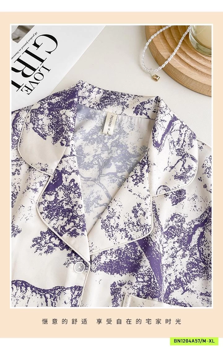 PIZAMA LỤA HỌA TIẾT LOANG CAO CẤP