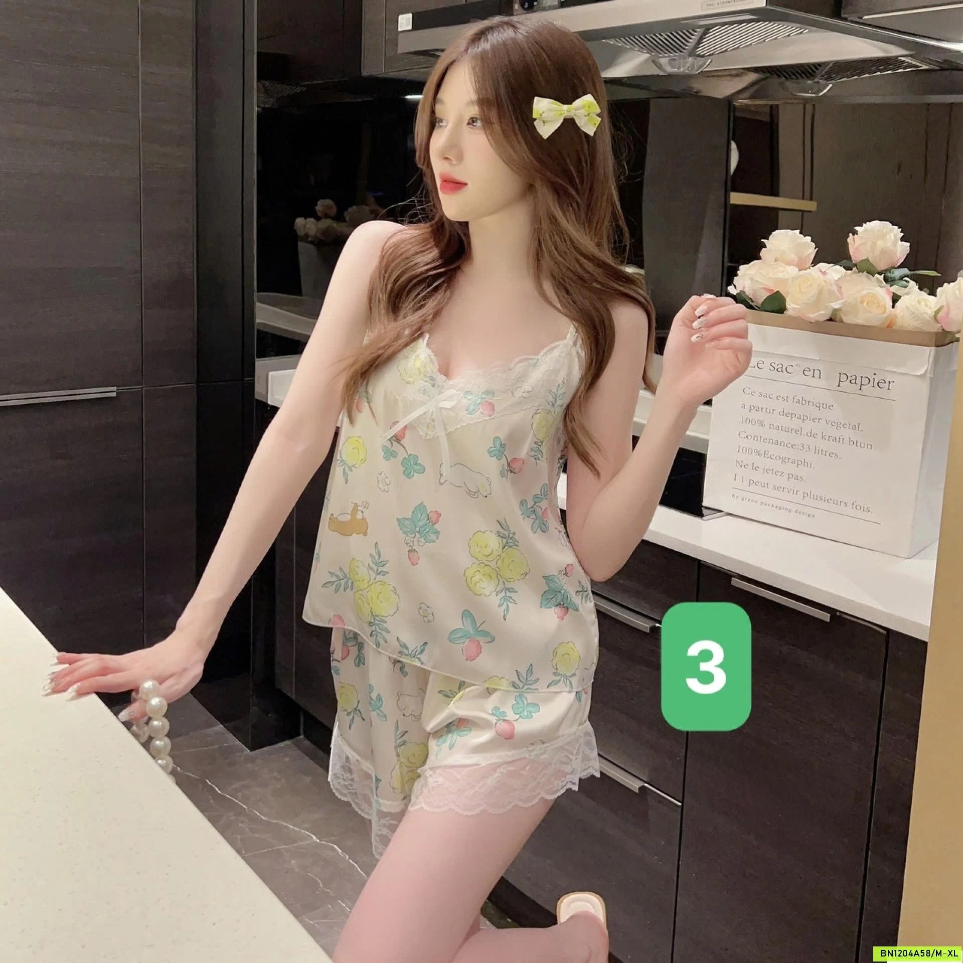 BỘ NGỦ LỤA 2 DÂY VIỀN REN