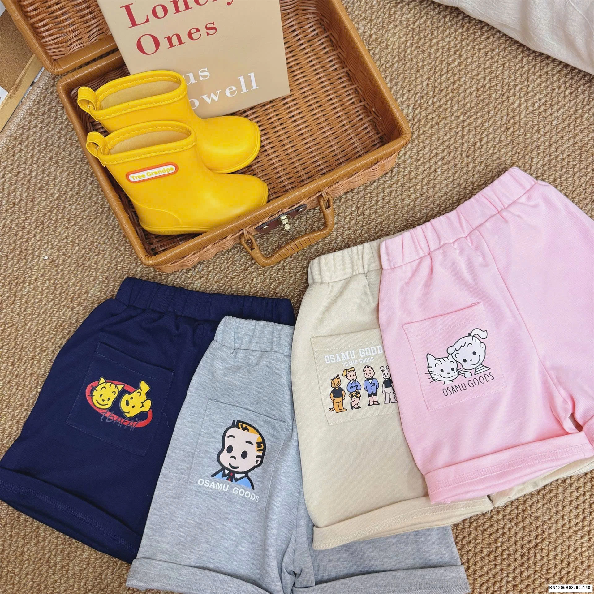 QUẦN SHORT CẠP CHUN TÚI HOẠT HÌNH