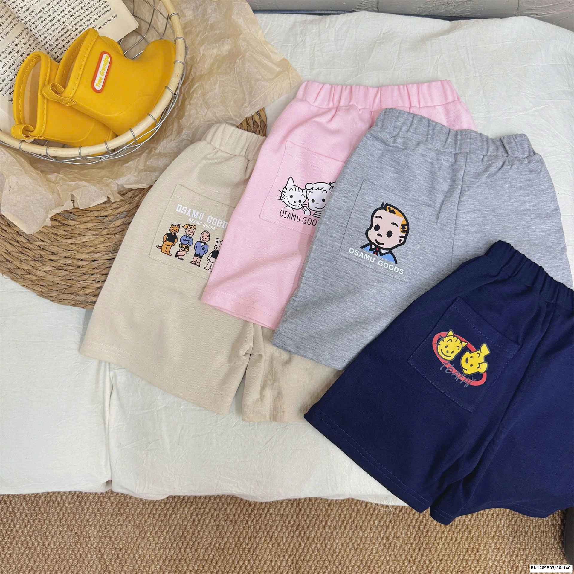 QUẦN SHORT CẠP CHUN TÚI HOẠT HÌNH