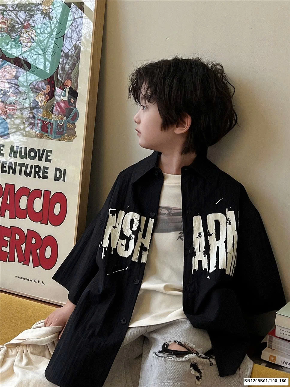 ÁO SƠ MI CỘC TAY IN CHỮ