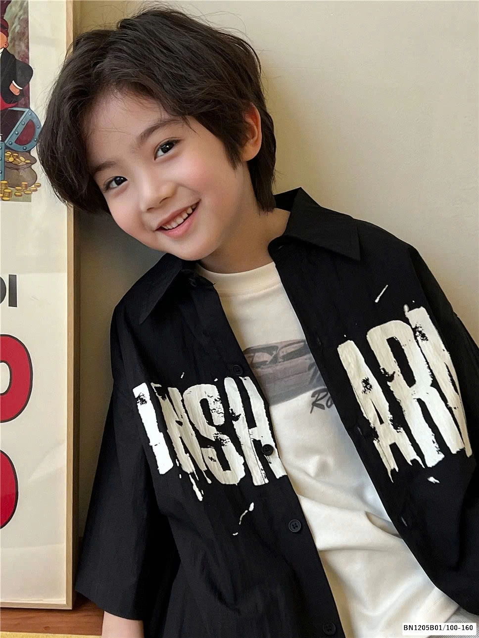 ÁO SƠ MI CỘC TAY IN CHỮ