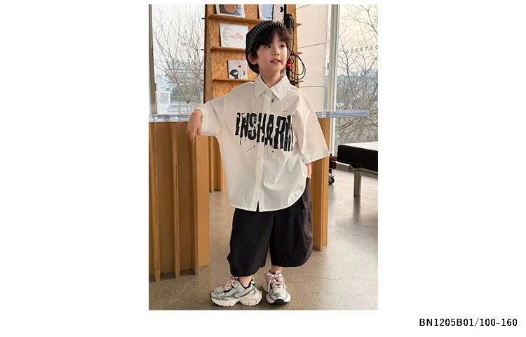 ÁO SƠ MI CỘC TAY IN CHỮ