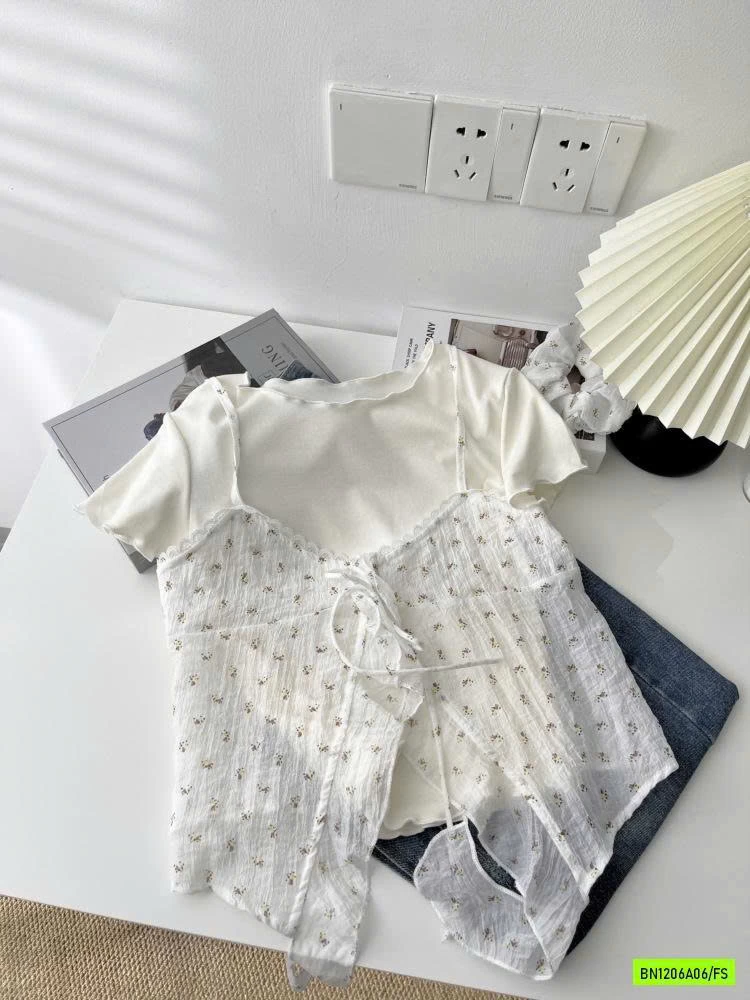 ÁO THUN KÈM ÁO 2 DÂY REN HOA