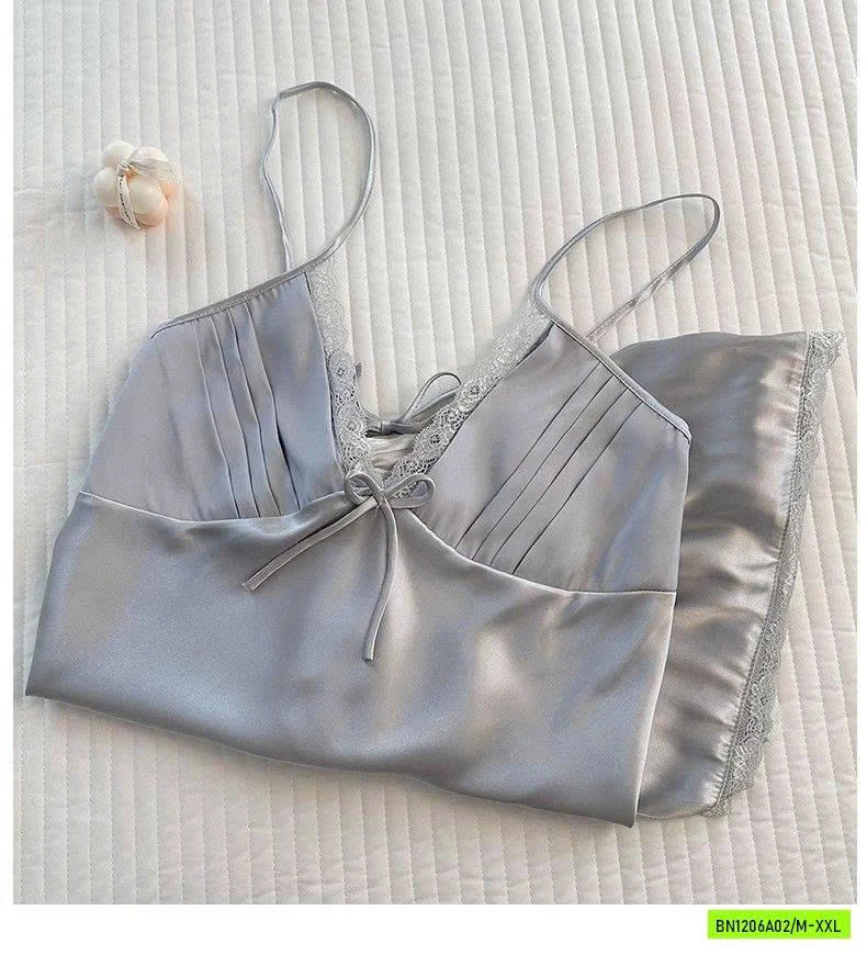 BỘ NGỦ LỤA 2 DÂY VIỀN REN