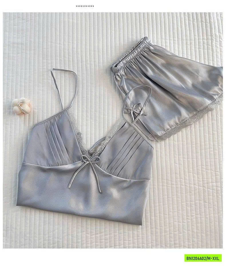 BỘ NGỦ LỤA 2 DÂY VIỀN REN