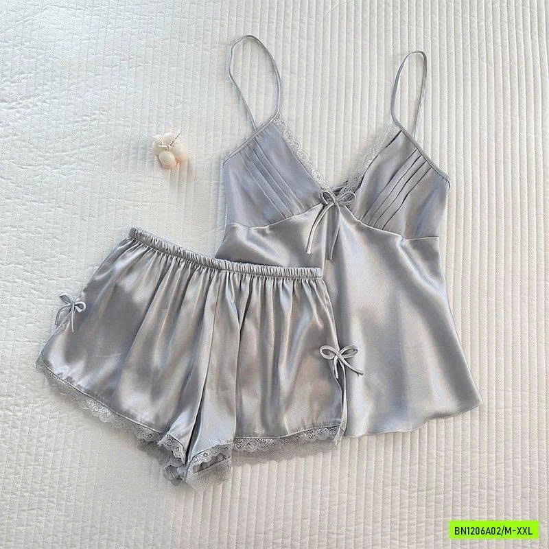 BỘ NGỦ LỤA 2 DÂY VIỀN REN