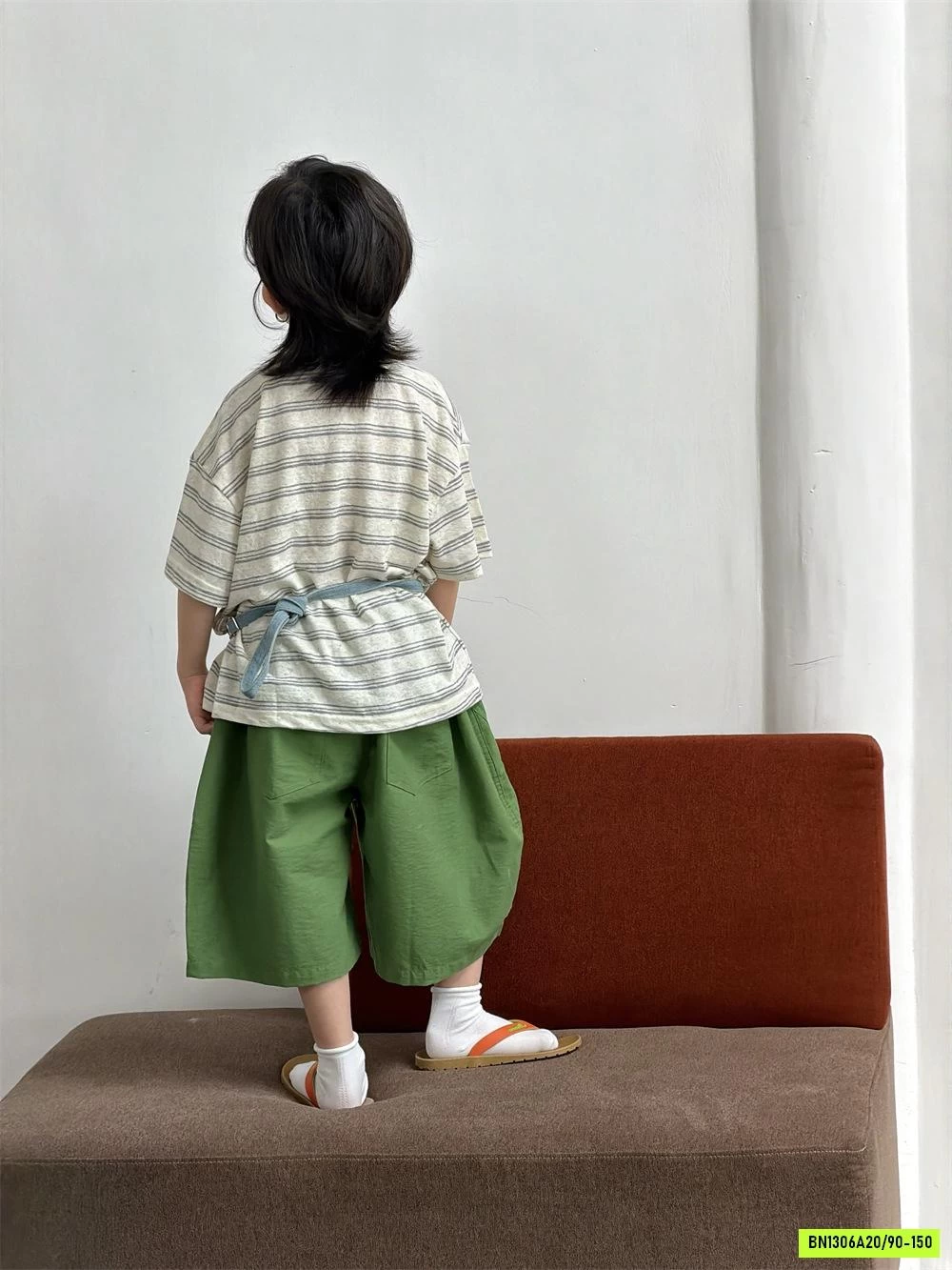 ÁO THUN KẺ MIX SHORT XANH HÀN QUỐC