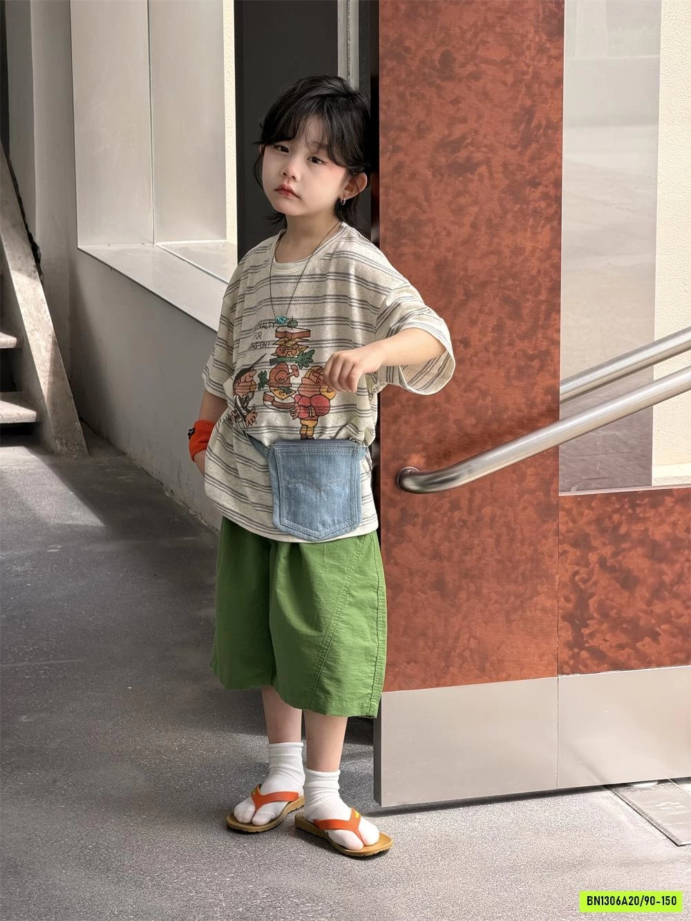 ÁO THUN KẺ MIX SHORT XANH HÀN QUỐC