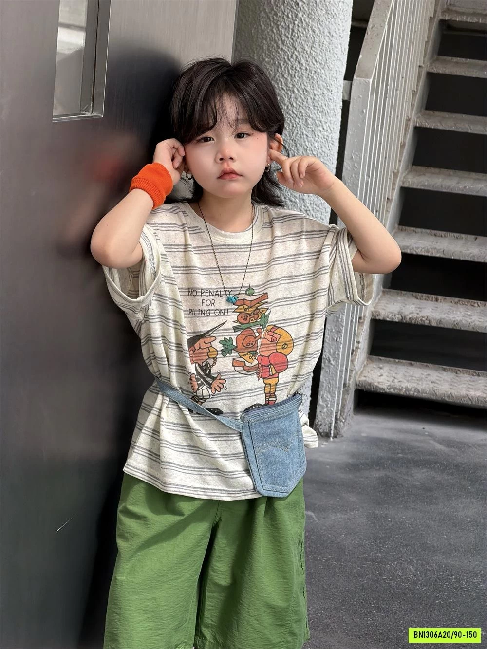 ÁO THUN KẺ MIX SHORT XANH HÀN QUỐC