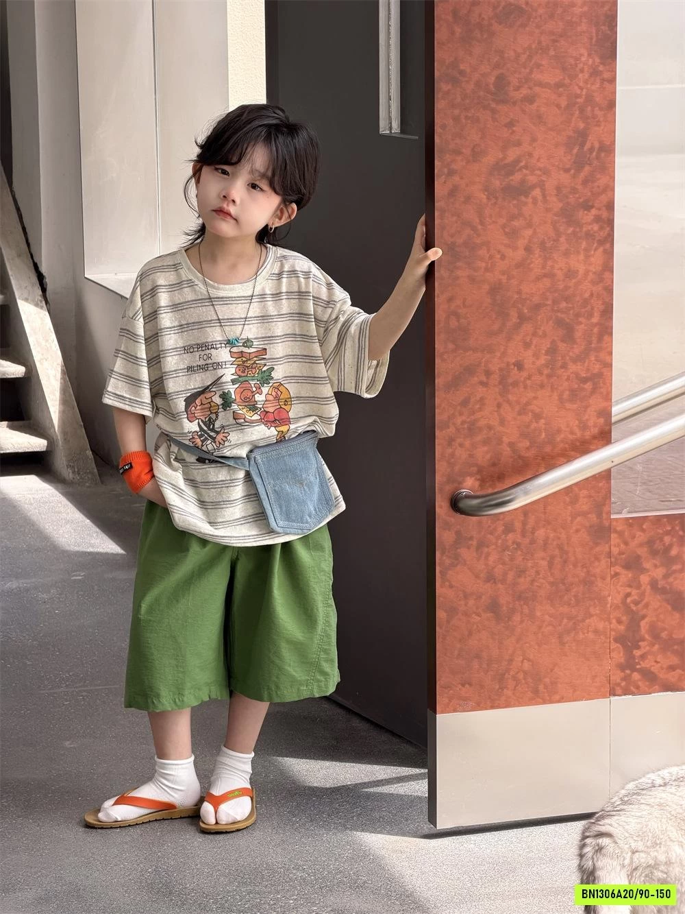 ÁO THUN KẺ MIX SHORT XANH HÀN QUỐC
