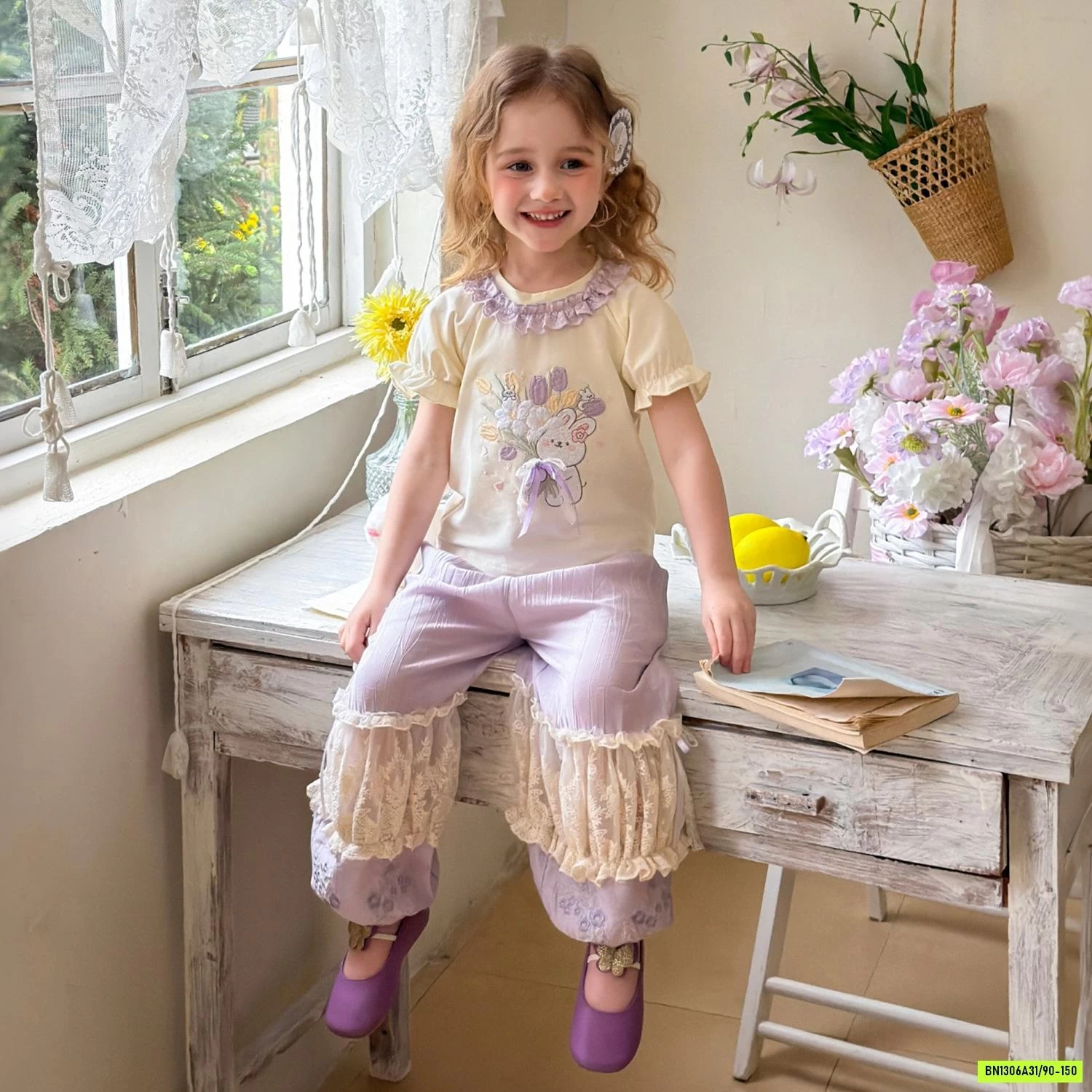ÁO THỎ MIX QUẦN BOM TÍM BÁNH BÈO