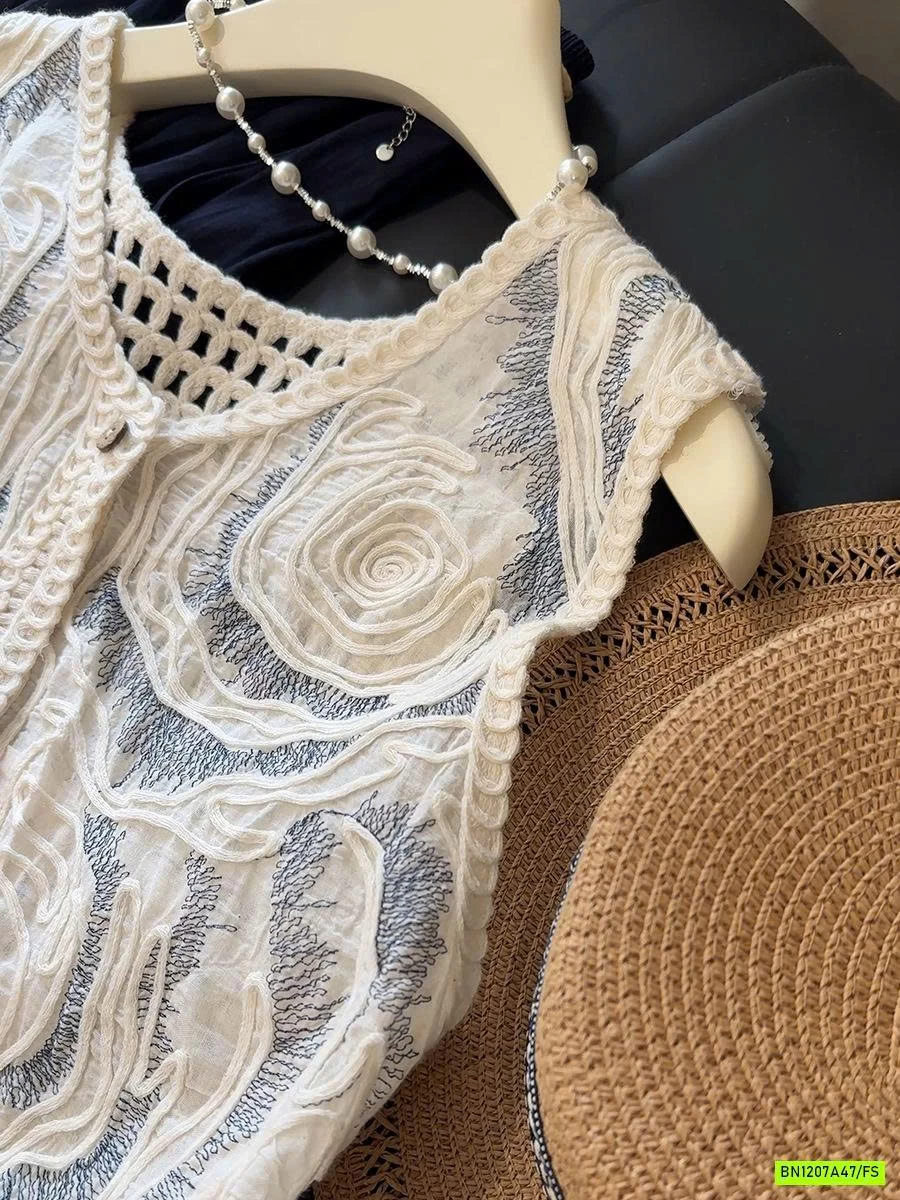 BST ÁO LƯỚI THÊU VINTAGE