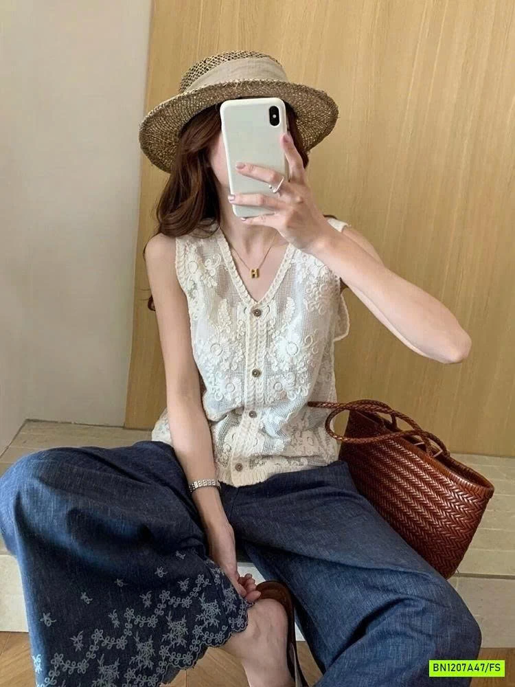 BST ÁO LƯỚI THÊU VINTAGE