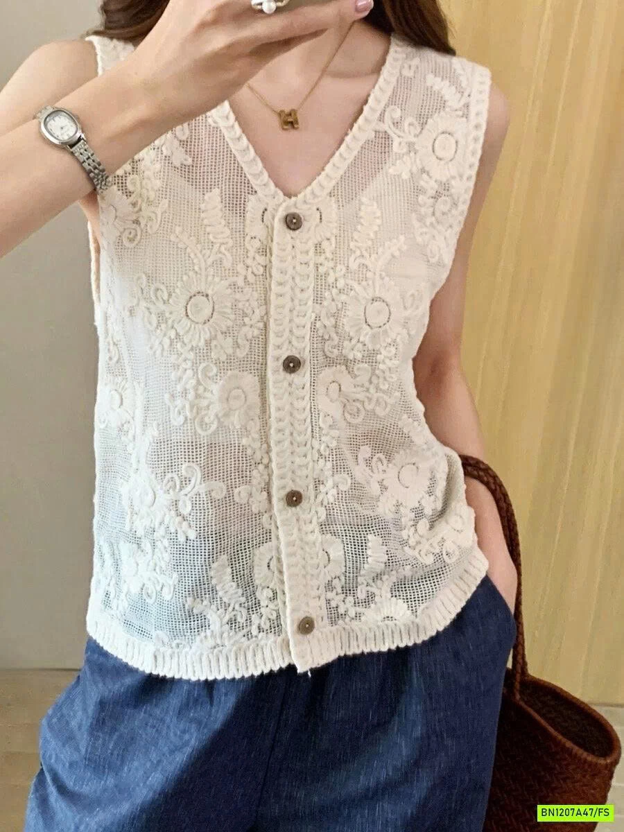 BST ÁO LƯỚI THÊU VINTAGE