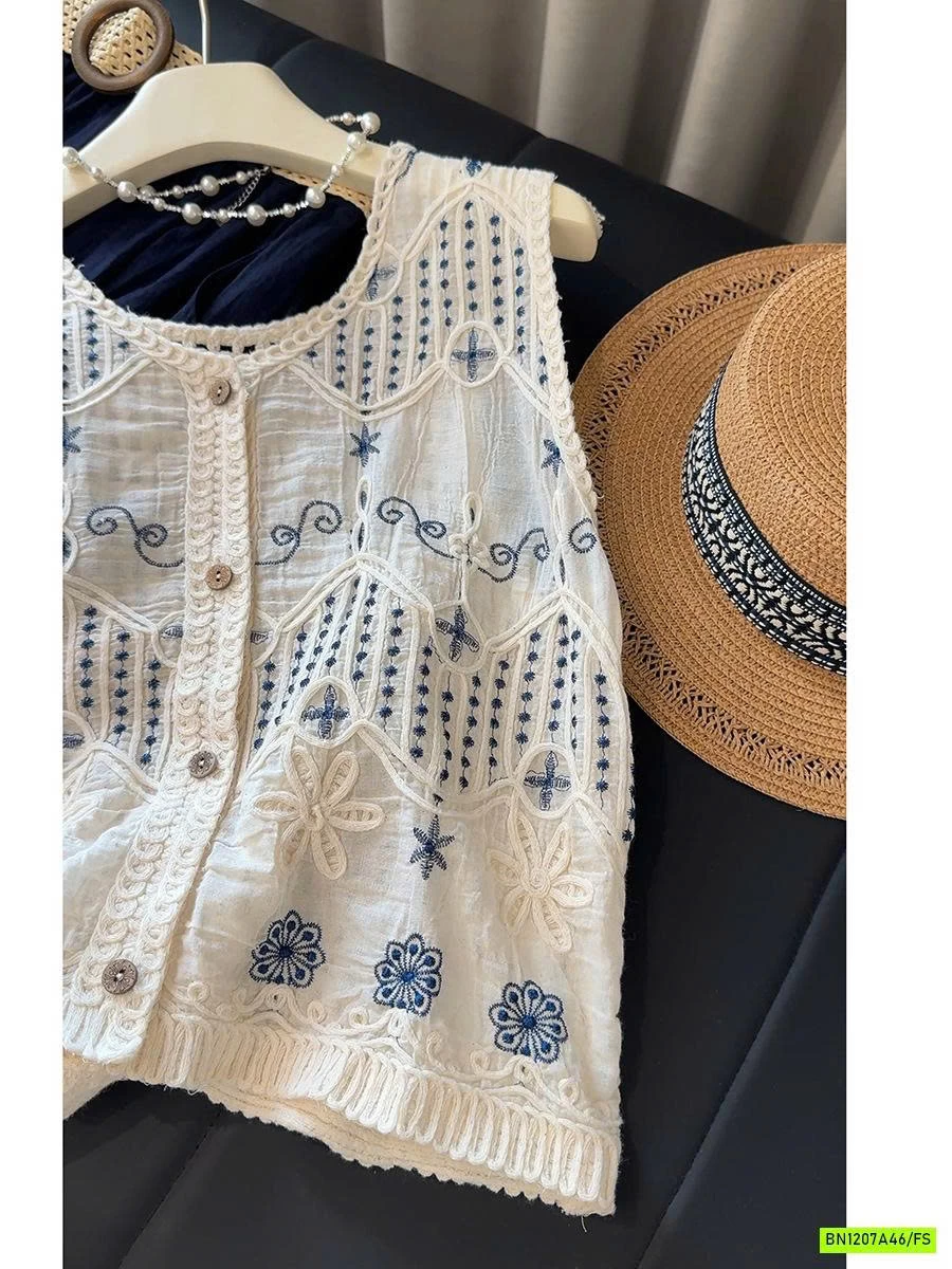 SƠ MI SÁT NÁCH ĐŨI THÊU PHỐI LƯỚI