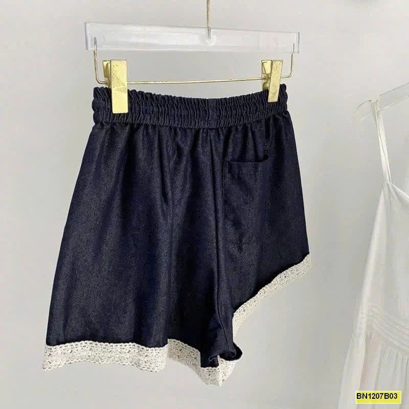 QUẦN SHORT PHỐI VIỀN REN CHO NỮ