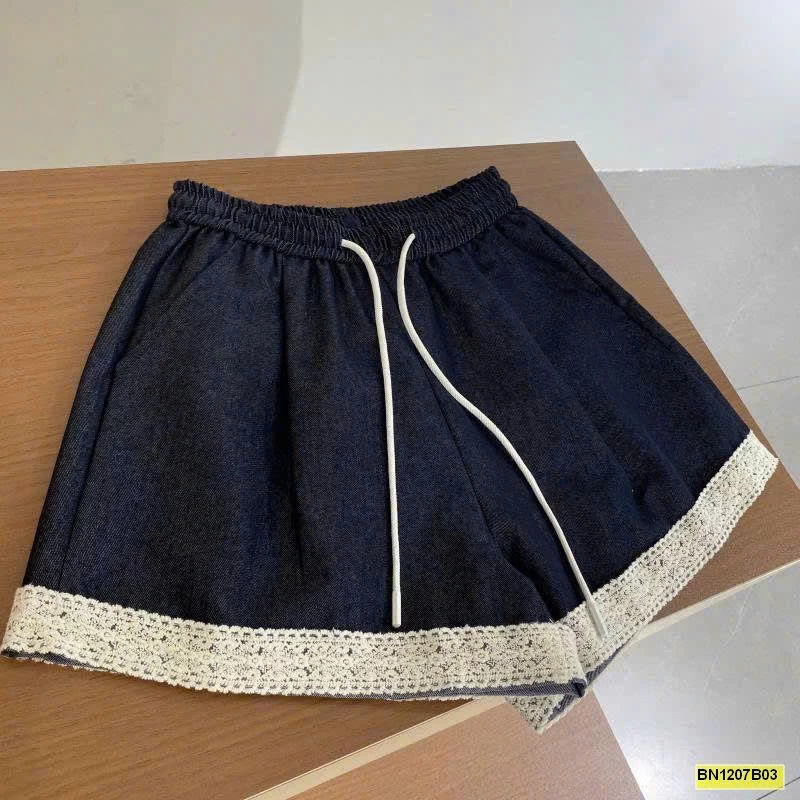 QUẦN SHORT PHỐI VIỀN REN CHO NỮ